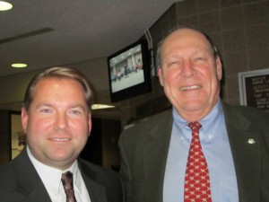 Sheriff Shaun Golden and Jim Gray celebrate Manalapan's reorganization. Photo credit: Rhoda Chodosh