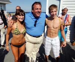 Governor Christie on the Belmar boardwalk, August 2011