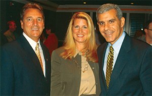 dimasa Holmdel Mayor Patrick Impreveduto, Deputy Mayor Serena DiMaso and Senator Joe Kyrillos at a June 2010 fundraiser. Photo credit: livingmedia.com