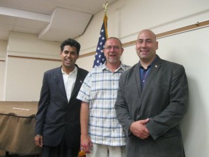 "Rick" Ambrosia, center, with Vin Gopal, left and Ray Santiago, right, during a 2011 campaign event. Gopal and Santiago were candidates for legislature in LD 11 at the time. facebook photo.
