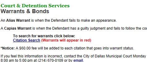 Warrant search Dallas