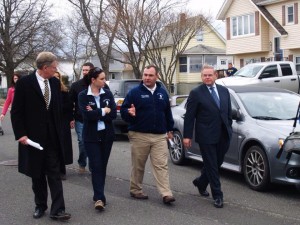 Middletown Mayor Stephanie Murray and Committeeman Tony Fiore tour North Middletown with Congressman Frank Pallone and U.S. Senator Bob Menendez last week. photo via facebook