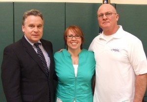 Congressman Chris Smith with Bobbie and Billy Gallagher at the SEARCH Day Program School, Ocean Township. March, 2014