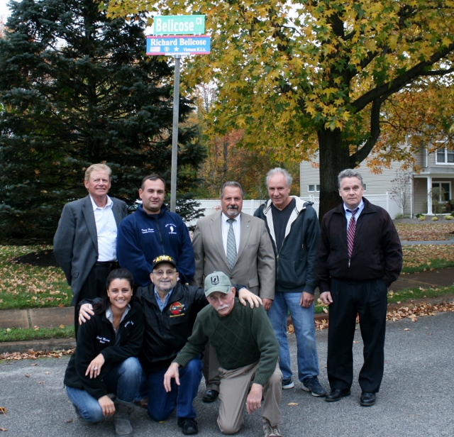 Rear: Willian Bouw, Committeeman Tony Fiore, Ronald Belicose, Robert Belicose and Congressman Chris Smith. Front: Mayor Stephanie Murray, James Guerrieri and Tom Garretson